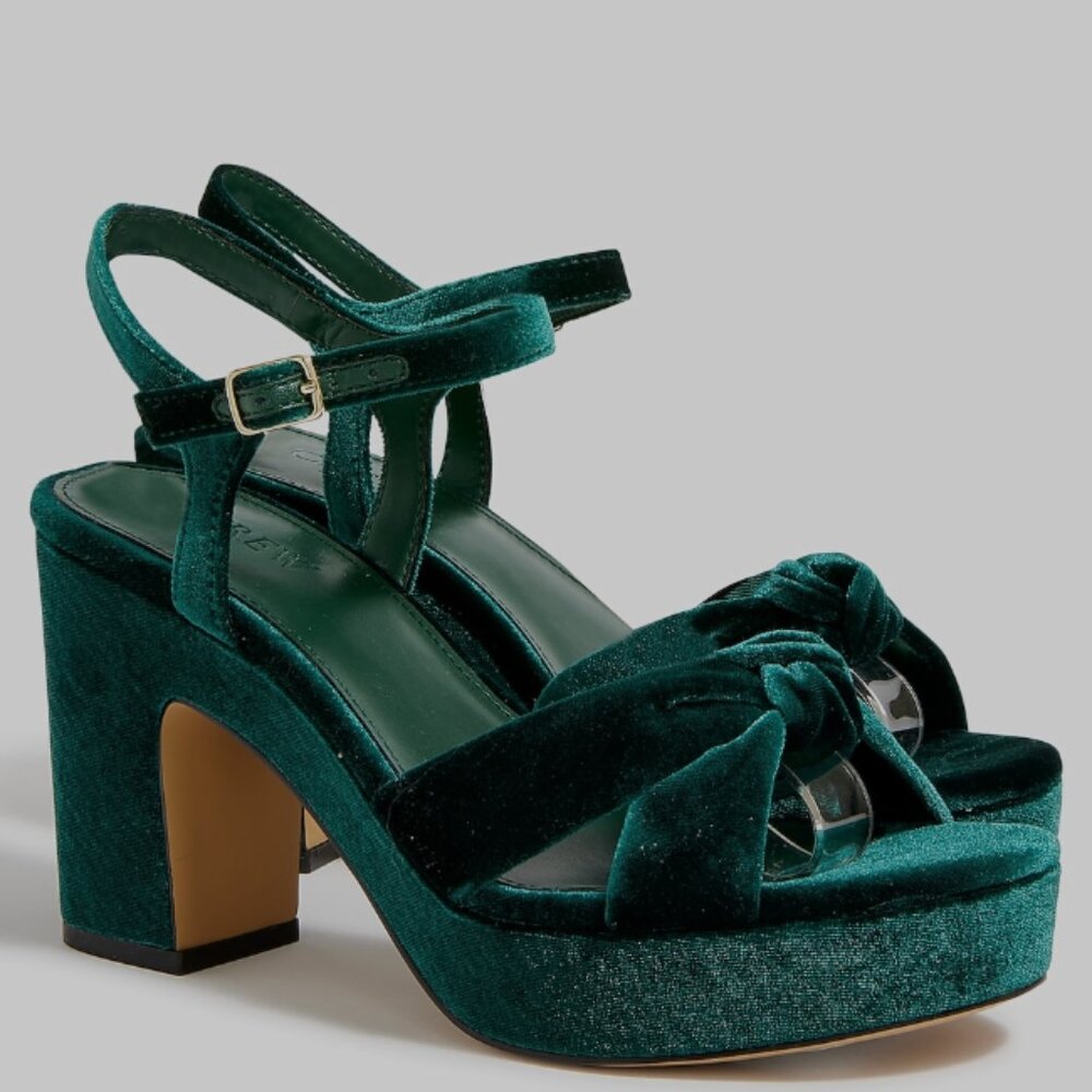 J. Crew Green Velvet Heels